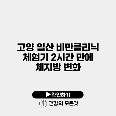 고양 일산 비만클리닉 체험기 2시간 만에 체지방 변화