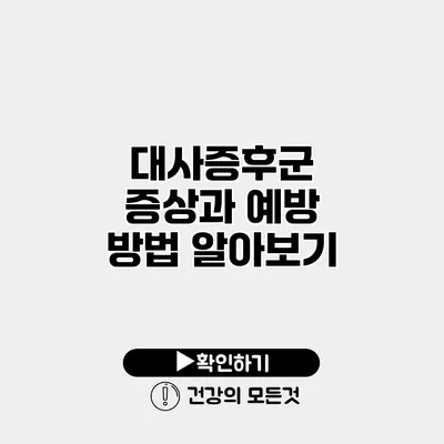대사증후군 증상과 예방 방법 알아보기