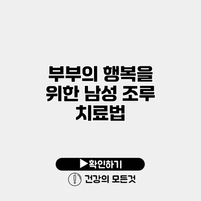 부부의 행복을 위한 남성 조루 치료법