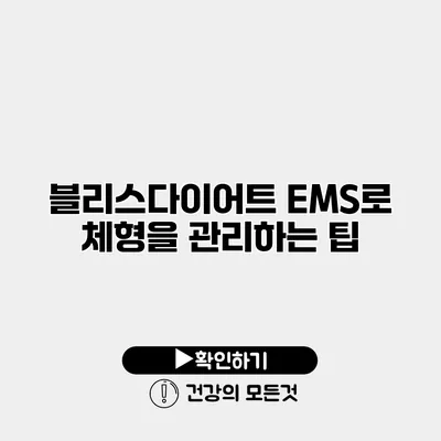 블리스다이어트 EMS로 체형을 관리하는 팁