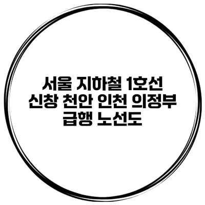 서울 지하철 1호선 신창 천안 인천 의정부 급행 노선도