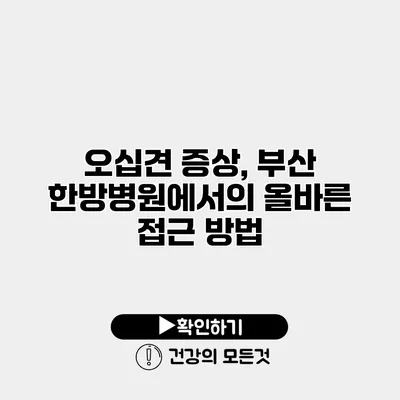 오십견 증상, 부산 한방병원에서의 올바른 접근 방법
