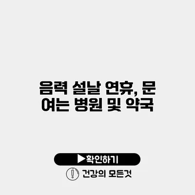 음력 설날 연휴, 문 여는 병원 및 약국