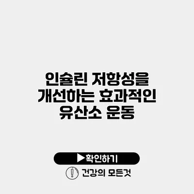 인슐린 저항성을 개선하는 효과적인 유산소 운동
