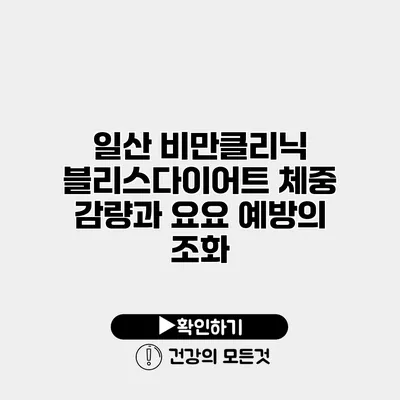 일산 비만클리닉 블리스다이어트 체중 감량과 요요 예방의 조화