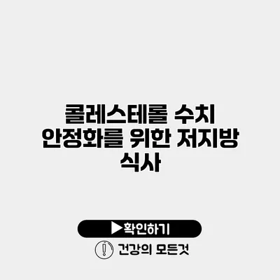 콜레스테롤 수치 안정화를 위한 저지방 식사