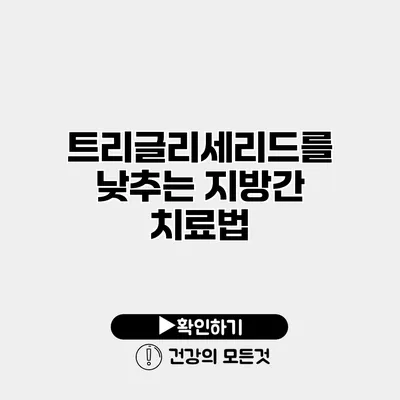 트리글리세리드를 낮추는 지방간 치료법
