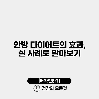 한방 다이어트의 효과, 실 사례로 알아보기
