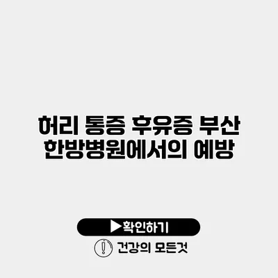 허리 통증 후유증 부산 한방병원에서의 예방