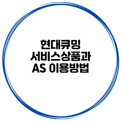 현대큐밍 서비스상품과 A/S 이용방법