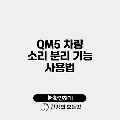 QM5 차량 소리 분리 기능 사용법