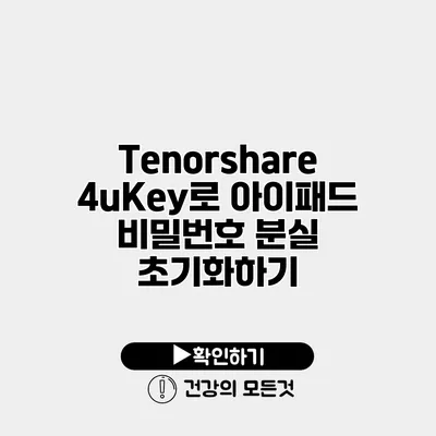 Tenorshare 4uKey로 아이패드 비밀번호 분실 초기화하기