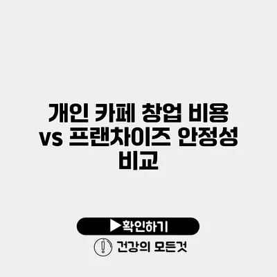 개인 카페 창업 비용 vs 프랜차이즈 안정성 비교
