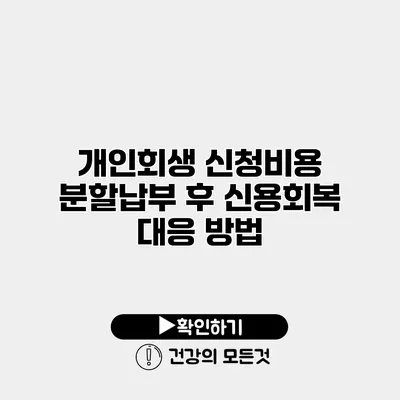 개인회생 신청비용 분할납부 후 신용회복 대응 방법