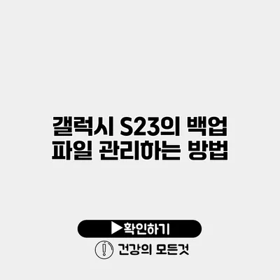 갤럭시 S23의 백업 파일 관리하는 방법
