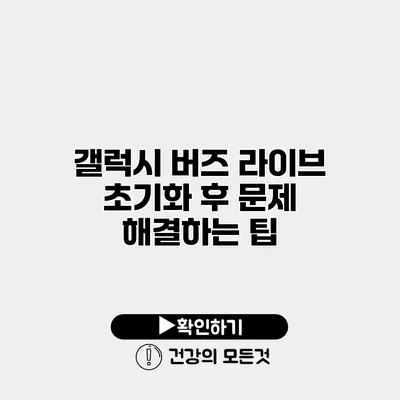 갤럭시 버즈 라이브 초기화 후 문제 해결하는 팁