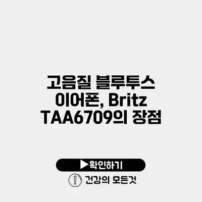 고음질 블루투스 이어폰, Britz TAA6709의 장점