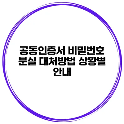 공동인증서 비밀번호 분실 대처방법 상황별 안내