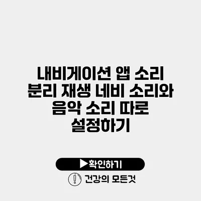 내비게이션 앱 소리 분리 재생 네비 소리와 음악 소리 따로 설정하기