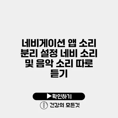 네비게이션 앱 소리 분리 설정 네비 소리 및 음악 소리 따로 듣기