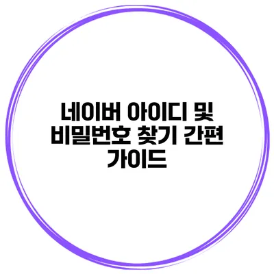네이버 아이디 및 비밀번호 찾기 간편 가이드