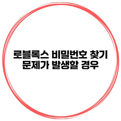 로블록스 비밀번호 찾기 문제가 발생할 경우