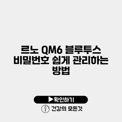 르노 QM6 블루투스 비밀번호 쉽게 관리하는 방법
