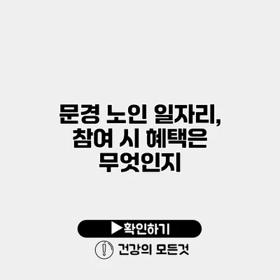 문경 노인 일자리, 참여 시 혜택은 무엇인지?