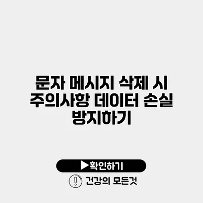 문자 메시지 삭제 시 주의사항 데이터 손실 방지하기