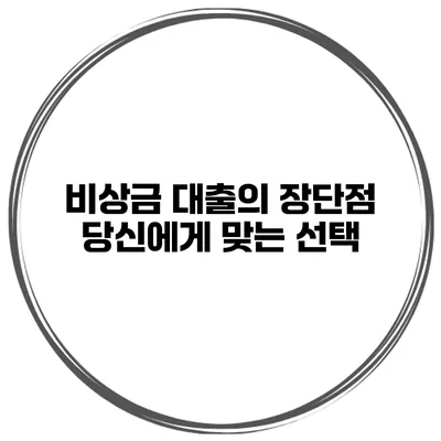 비상금 대출의 장단점 당신에게 맞는 선택