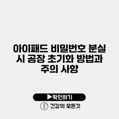 아이패드 비밀번호 분실 시 공장 초기화 방법과 주의 사항