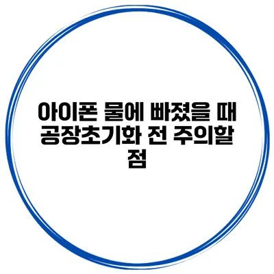 아이폰 물에 빠졌을 때 공장초기화 전 주의할 점