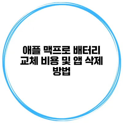 애플 맥프로 배터리 교체 비용 및 앱 삭제 방법