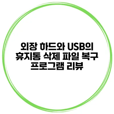 외장 하드와 USB의 휴지통 삭제 파일 복구 프로그램 리뷰