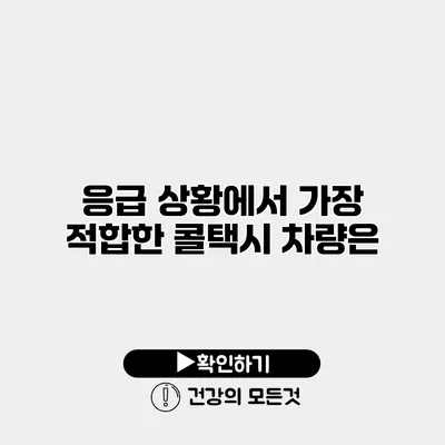 응급 상황에서 가장 적합한 콜택시 차량은?