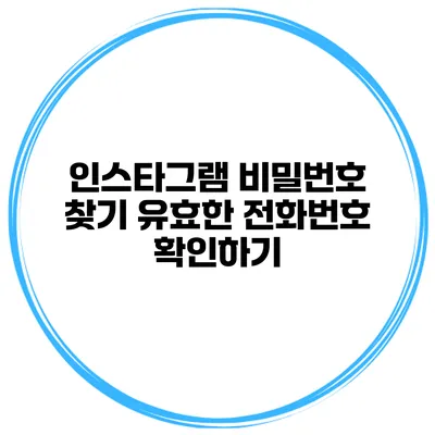 인스타그램 비밀번호 찾기 유효한 전화번호 확인하기