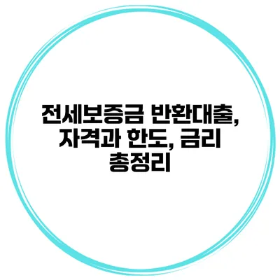 전세보증금 반환대출, 자격과 한도, 금리 총정리
