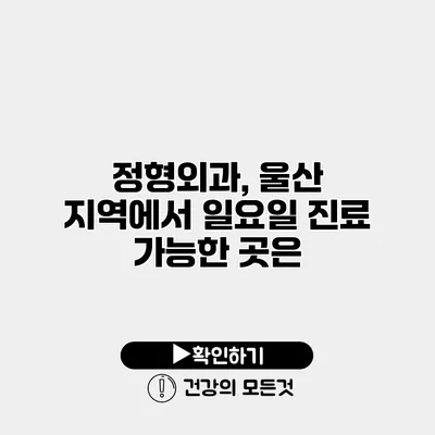 정형외과, 울산 지역에서 일요일 진료 가능한 곳은?