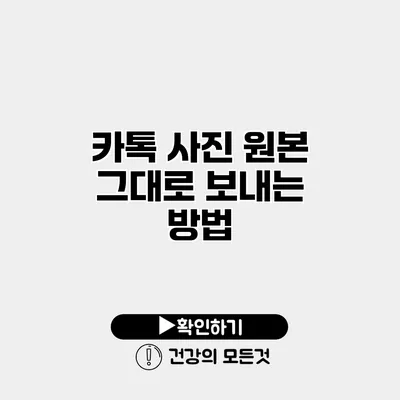카톡 사진 원본 그대로 보내는 방법
