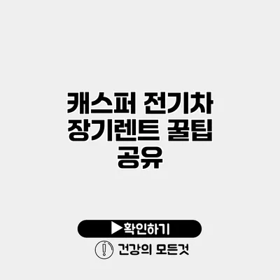 캐스퍼 전기차 장기렌트 꿀팁 공유