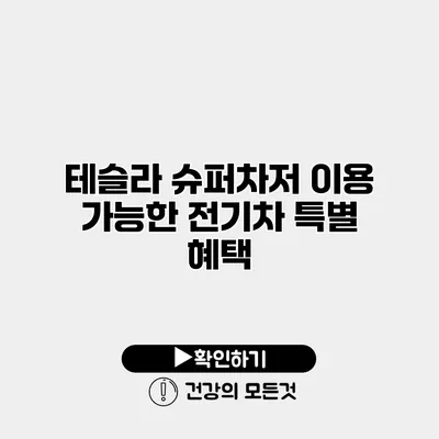 테슬라 슈퍼차저 이용 가능한 전기차 특별 혜택