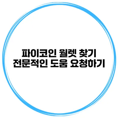 파이코인 월렛 찾기 전문적인 도움 요청하기