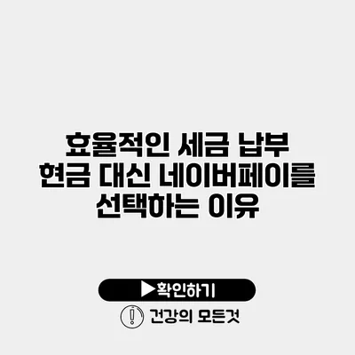 효율적인 세금 납부 현금 대신 네이버페이를 선택하는 이유